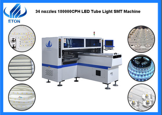 ذراع مزدوج عالي السرعة 34 رأس LED أنبوب / أضواء شريط SMT Mounter Pick Place Machine