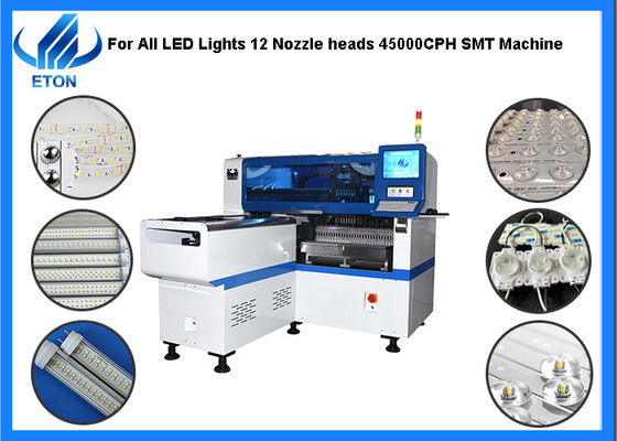 45000CPH SMT Pick And Place Machine 12 رأس فوهة 28 محطة تغذية لأضواء LED